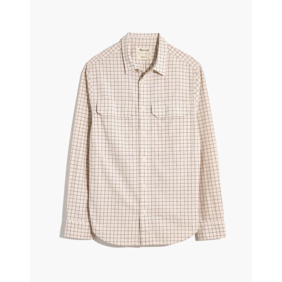 Madewell Perfect Fit Long Sleeve Windowpane Shirt Cotton Button Down L - Picture 2 of 7
